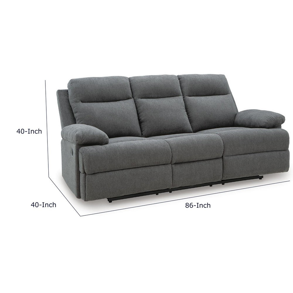 Silvy Reclining Sofa with Drop Down Table | USB Ports | Gray Chenille 86"