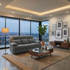 Silvy Reclining Sofa with Drop Down Table | USB Ports | Gray Chenille 86"