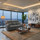 Silvy Reclining Sofa with Drop Down Table | USB Ports | Gray Chenille 86"