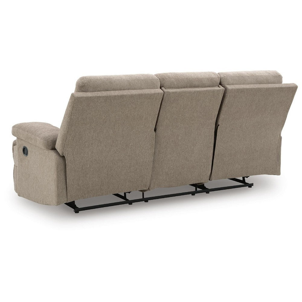 Silvy Reclining Sofa with Drop Down Table | USB Ports | Mocha Chenille 86"