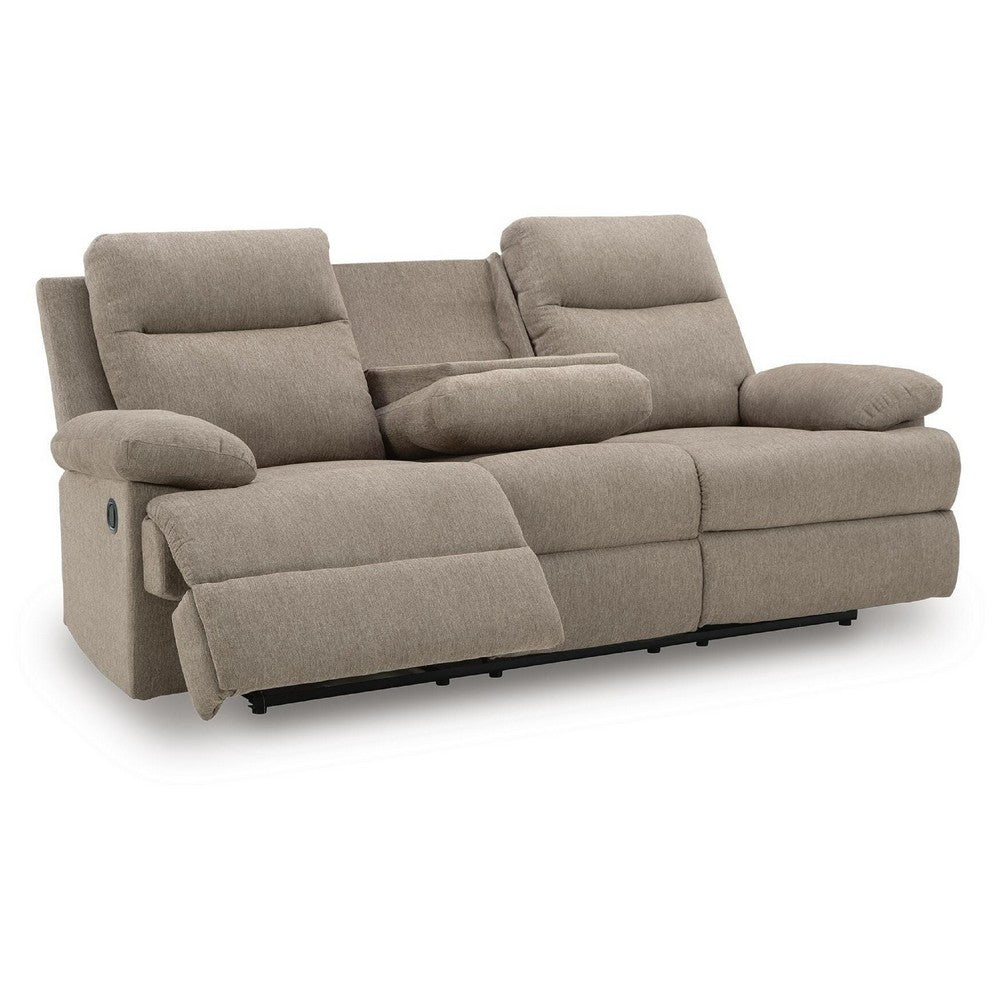 Silvy Reclining Sofa with Drop Down Table | USB Ports | Mocha Chenille 86"