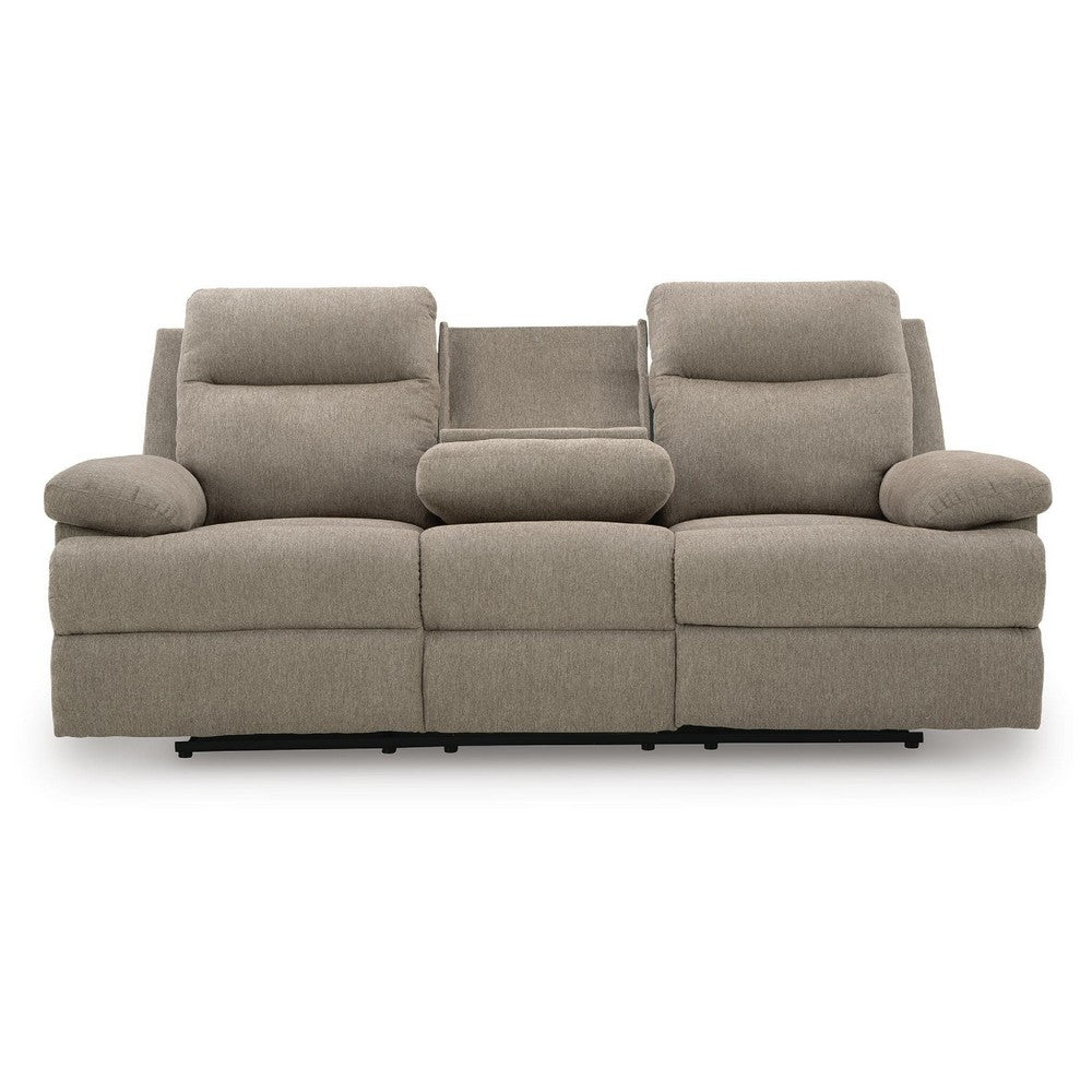 Silvy Reclining Sofa with Drop Down Table | USB Ports | Mocha Chenille 86"