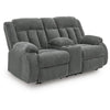 Duke Power Reclining Loveseat with Console | USB Ports | Gray Polyester 75"