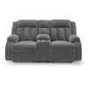 Duke Power Reclining Loveseat with Console | USB Ports | Gray Polyester 75"