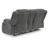 Duke Power Reclining Loveseat with Console | USB Ports | Gray Polyester 75"