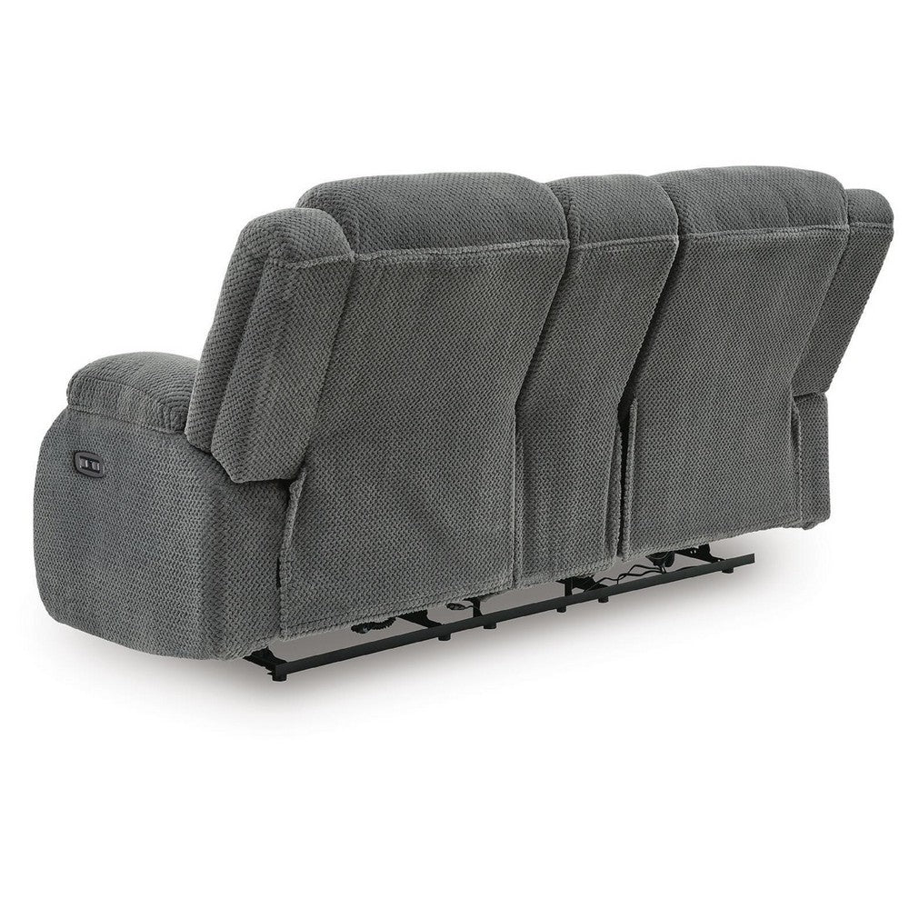 Duke Power Reclining Loveseat with Console | USB Ports | Gray Polyester 75"