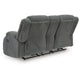 Duke Power Reclining Loveseat with Console | USB Ports | Gray Polyester 75"