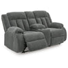 Duke Power Reclining Loveseat with Console | USB Ports | Gray Polyester 75"