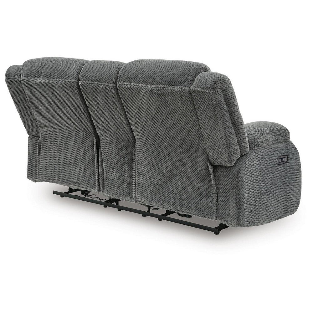 Duke Power Reclining Loveseat with Console | USB Ports | Gray Polyester 75"