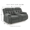 Duke Power Reclining Loveseat with Console | USB Ports | Gray Polyester 75"