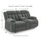 Duke Power Reclining Loveseat with Console | USB Ports | Gray Polyester 75"