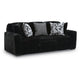 Addy Sofa with Plush Cushions and 5 Accent Pillows | Black Corduroy 98"