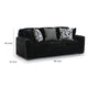 Addy Sofa with Plush Cushions and 5 Accent Pillows | Black Corduroy 98"