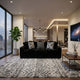 Addy Sofa with Plush Cushions and 5 Accent Pillows | Black Corduroy 98"
