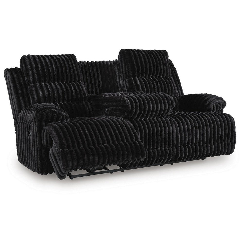 Becca Dual-Power Reclining Sofa with Drop Down Table | Onyx Corduroy 91"