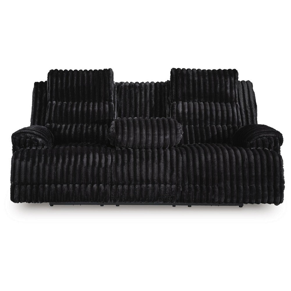Becca Dual-Power Reclining Sofa with Drop Down Table | Onyx Corduroy 91"