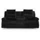 Becca Dual-Power Reclining Sofa with Drop Down Table | Onyx Corduroy 91"