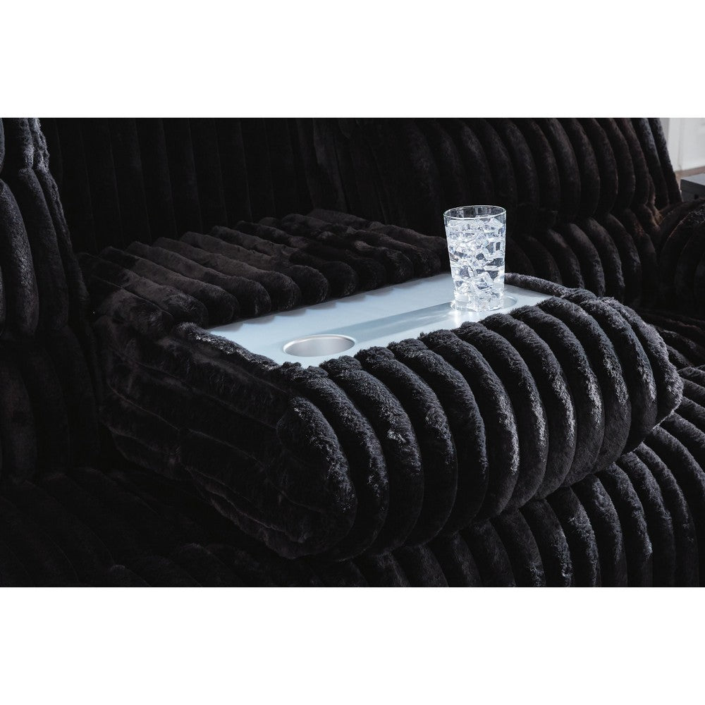 Becca Dual-Power Reclining Sofa with Drop Down Table | Onyx Corduroy 91"