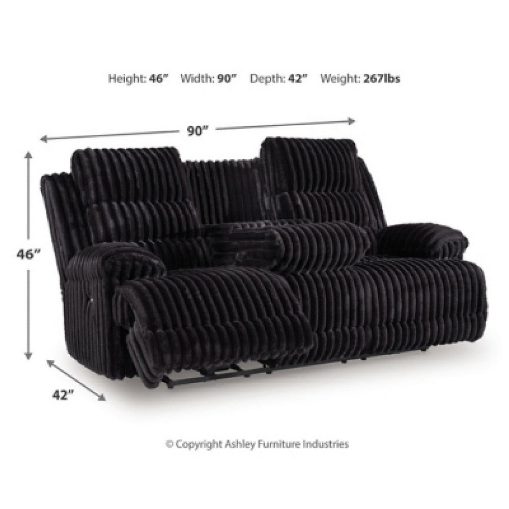 Becca Dual-Power Reclining Sofa with Drop Down Table | Onyx Corduroy 91"