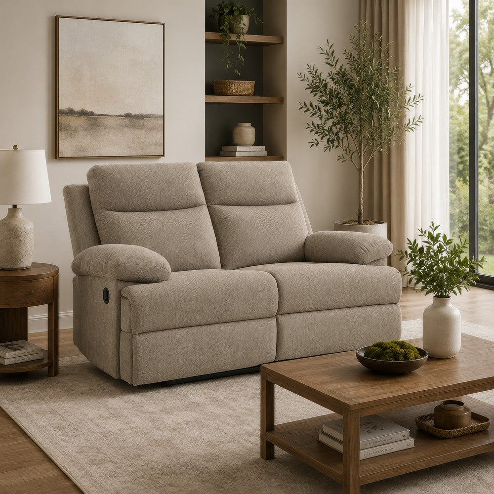Silvy Reclining Loveseat with Pull-Tab Mechanism | Mocha Chenille 64"