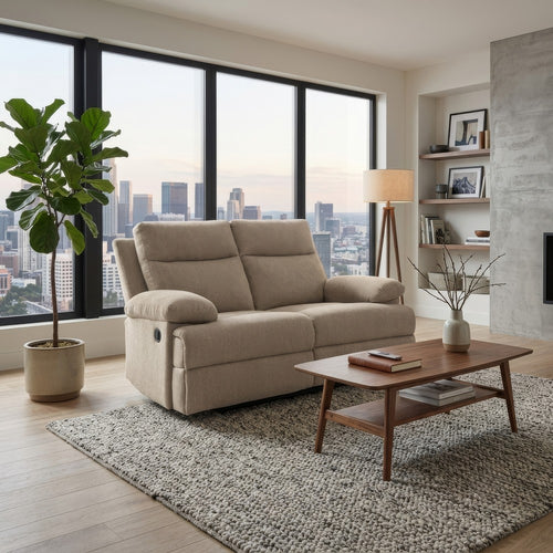 Silvy Reclining Loveseat with Pull-Tab Mechanism | Mocha Chenille 64"