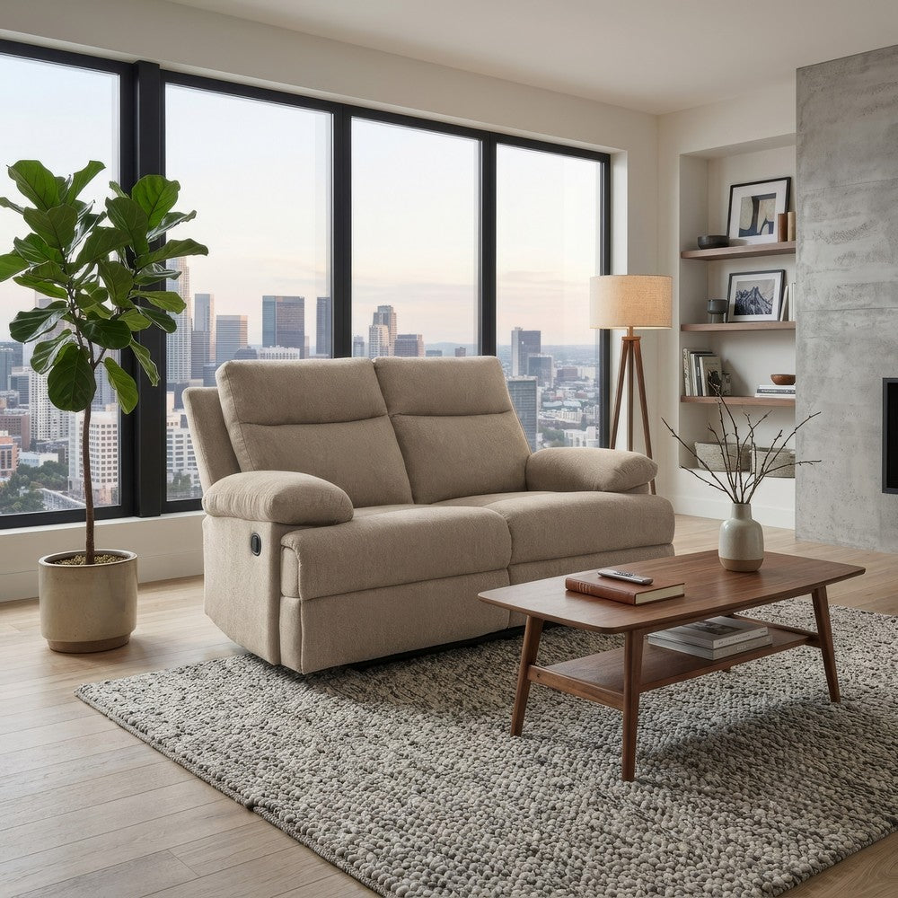 Silvy Reclining Loveseat with Pull-Tab Mechanism | Mocha Chenille 64"