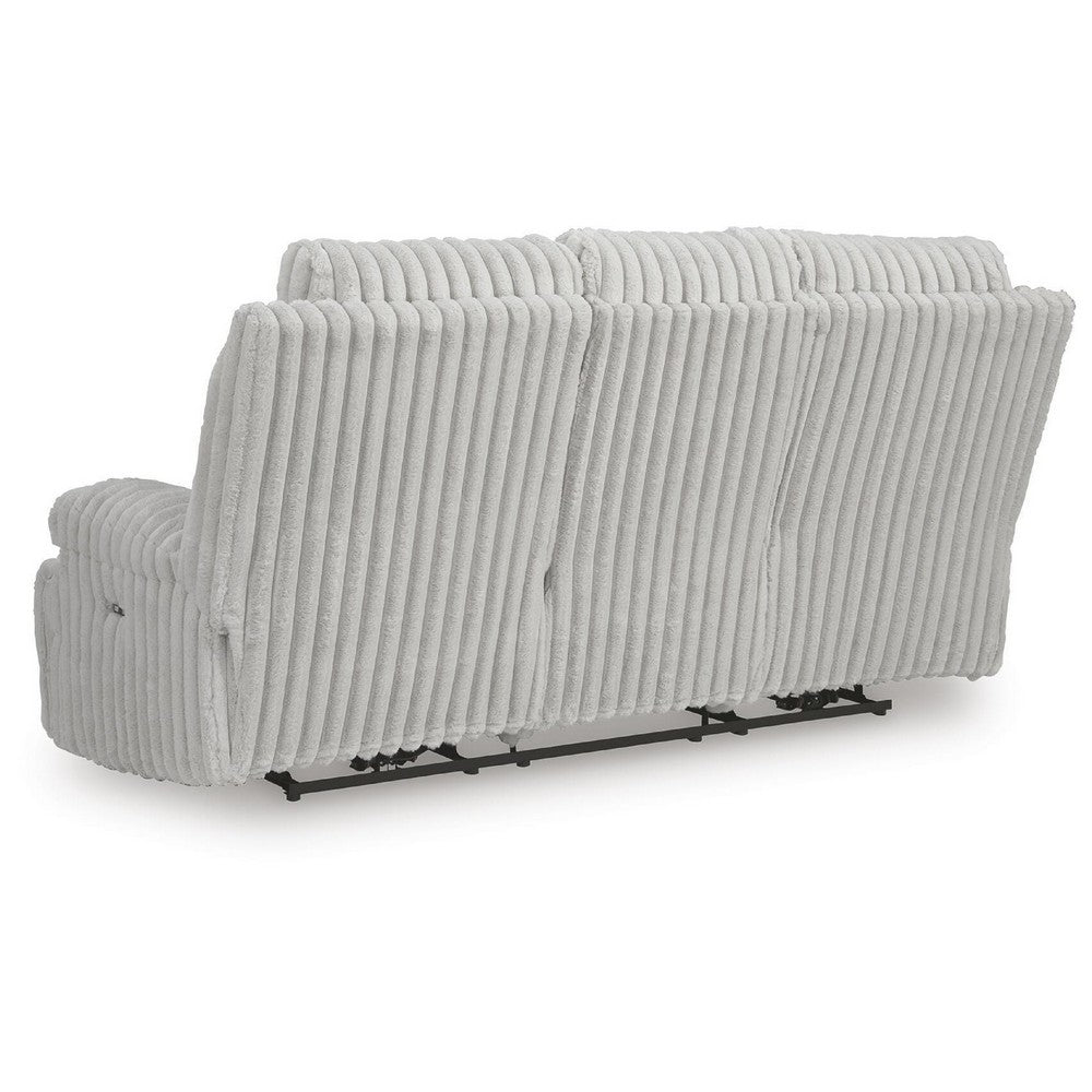 Becca Dual-Power Reclining Sofa with Drop Down Table | Off White Corduroy 91"