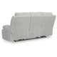 Becca Dual-Power Reclining Sofa with Drop Down Table | Off White Corduroy 91"