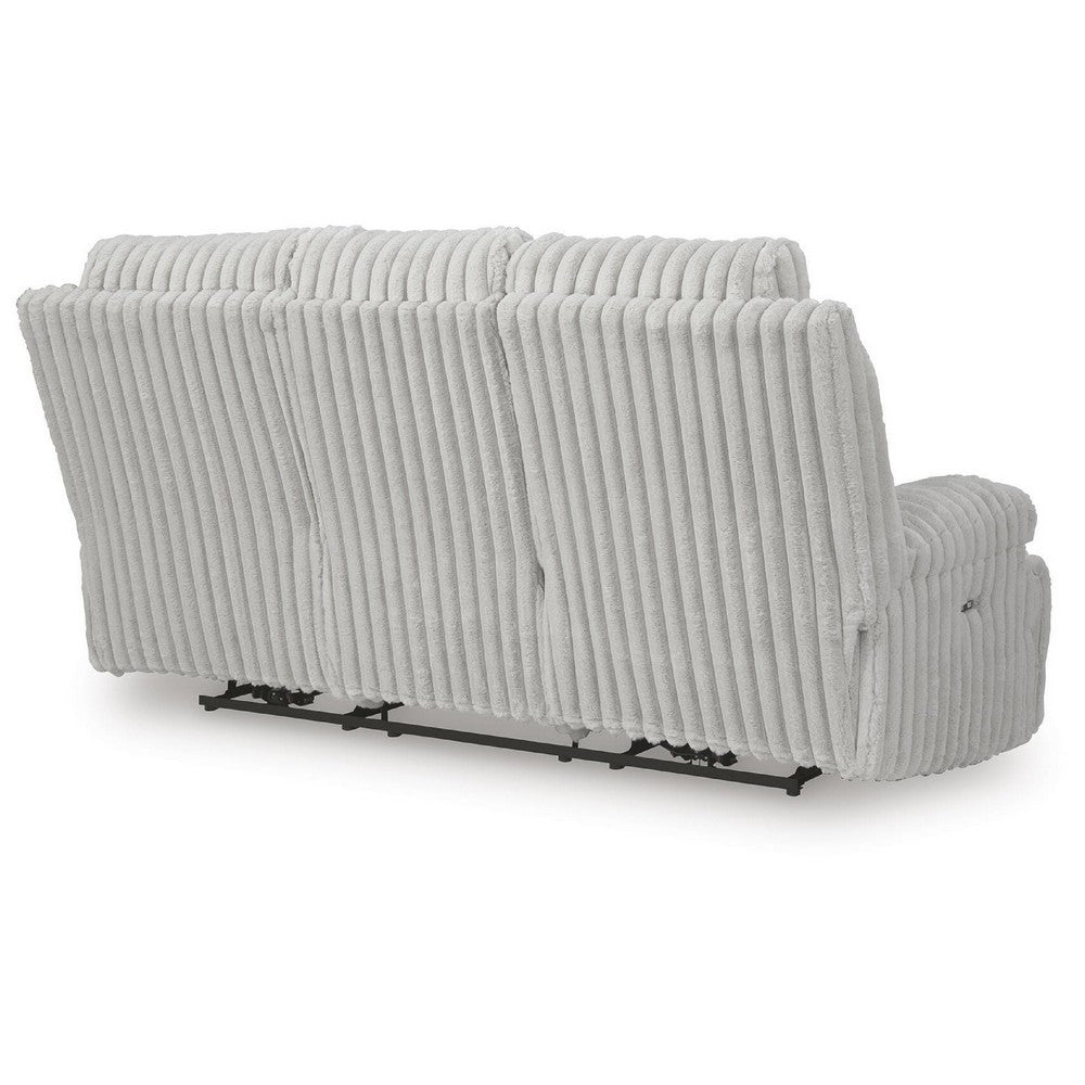 Becca Dual-Power Reclining Sofa with Drop Down Table | Off White Corduroy 91"