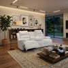 Becca Dual-Power Reclining Sofa with Drop Down Table | Off White Corduroy 91"