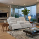 Becca Dual-Power Reclining Sofa with Drop Down Table | Off White Corduroy 91"