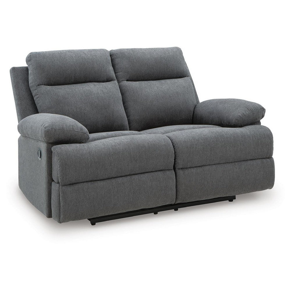 Silvy Reclining Loveseat with Pull-Tab Mechanism | Charcoal Chenille 64"