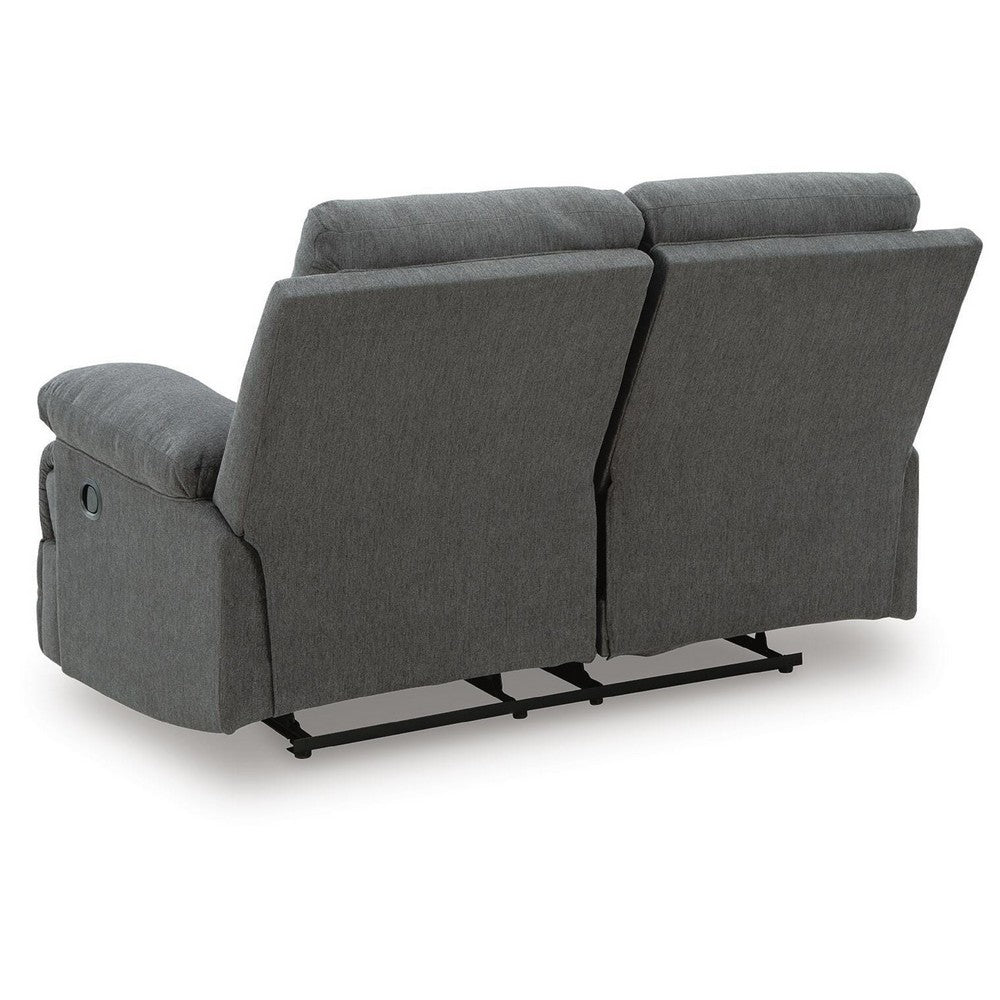 Silvy Reclining Loveseat with Pull-Tab Mechanism | Charcoal Chenille 64"