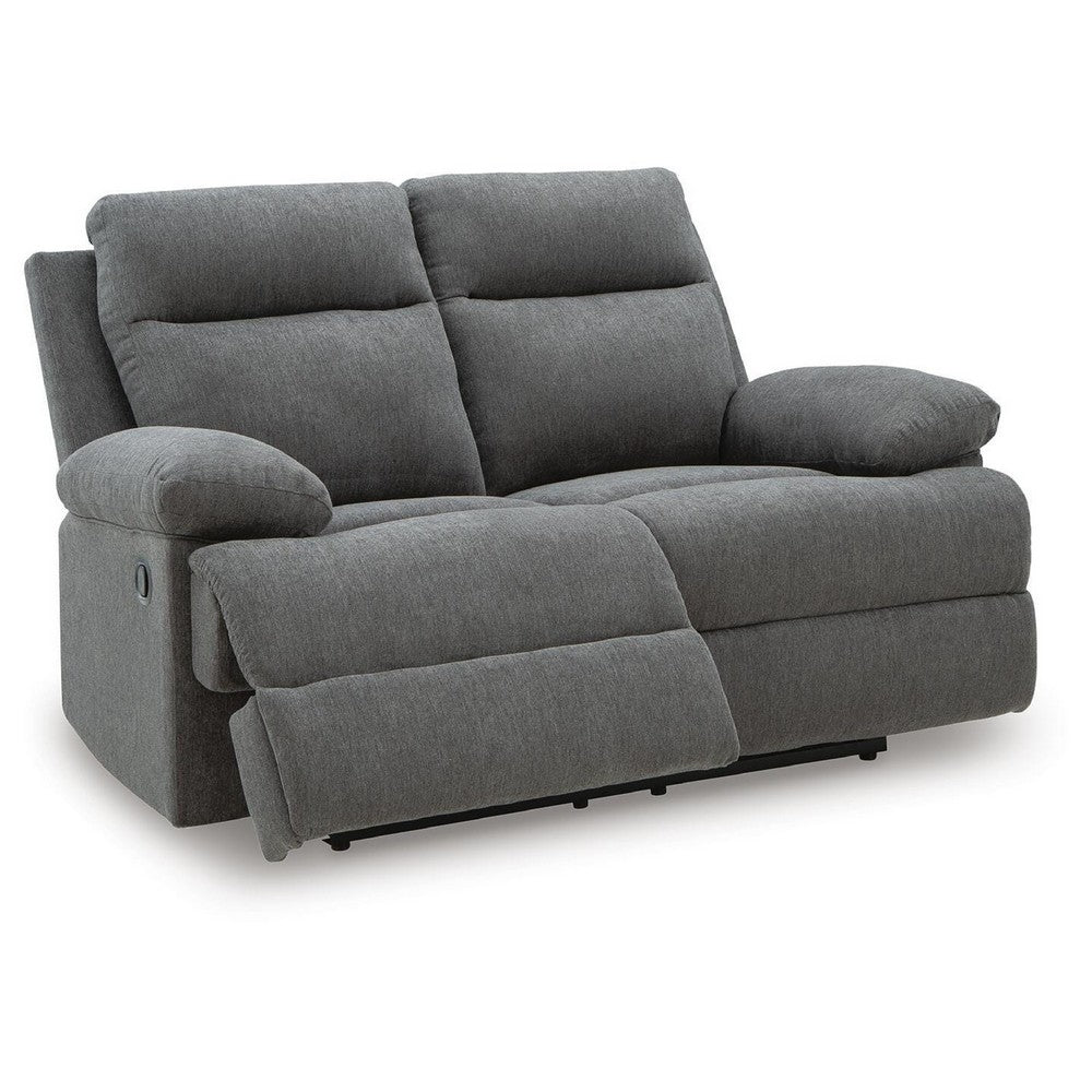 Silvy Reclining Loveseat with Pull-Tab Mechanism | Charcoal Chenille 64"