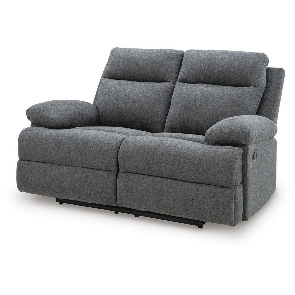 Silvy Reclining Loveseat with Pull-Tab Mechanism | Charcoal Chenille 64"