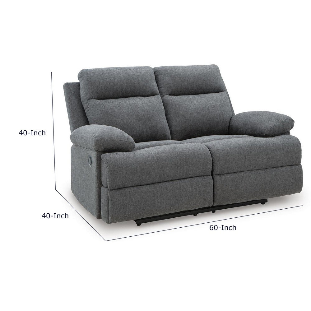 Silvy Reclining Loveseat with Pull-Tab Mechanism | Charcoal Chenille 64"