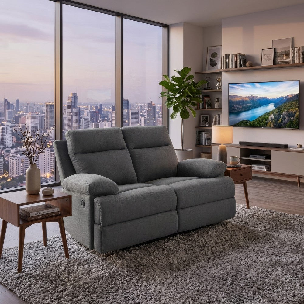 Silvy Reclining Loveseat with Pull-Tab Mechanism | Charcoal Chenille 64"