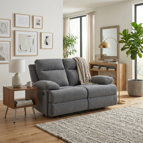Silvy Reclining Loveseat with Pull-Tab Mechanism | Charcoal Chenille 64"