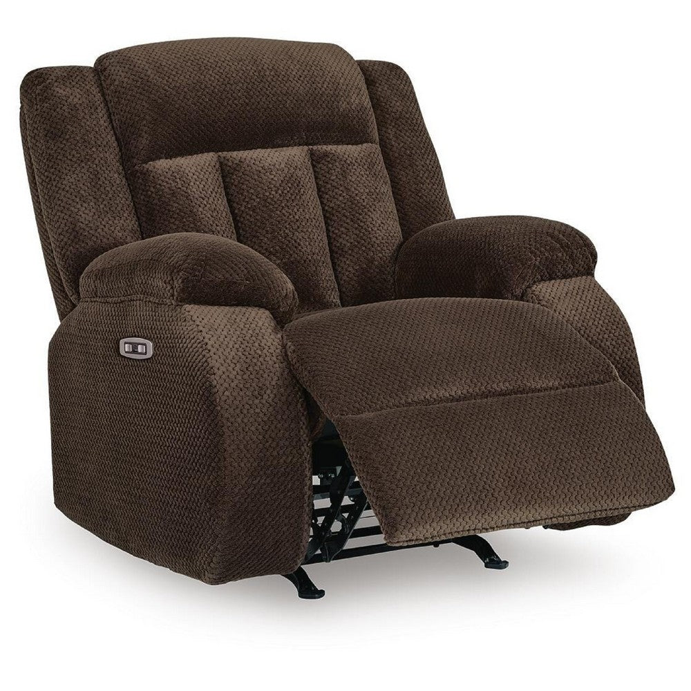 Duke Power Rocker Recliner Chair| Pillow Top Arms | USB Ports | Brown Velvet