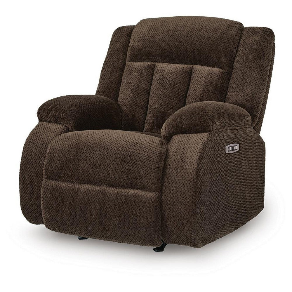 Duke Power Rocker Recliner Chair| Pillow Top Arms | USB Ports | Brown Velvet