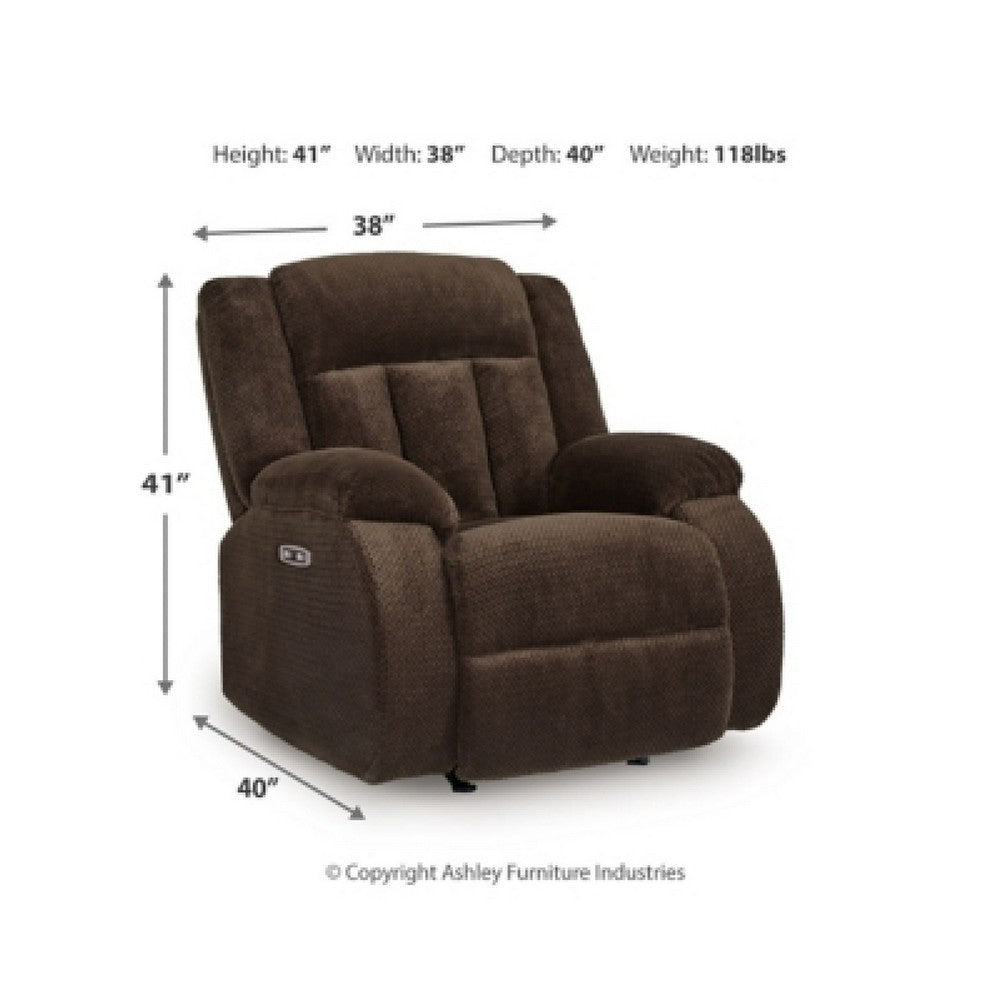 Duke Power Rocker Recliner Chair| Pillow Top Arms | USB Ports | Brown Velvet