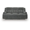 Duke Power Reclining Sofa | Drop Down Table | USB Ports | Gray Polyester 85"