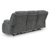 Duke Power Reclining Sofa | Drop Down Table | USB Ports | Gray Polyester 85"