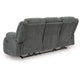 Duke Power Reclining Sofa | Drop Down Table | USB Ports | Gray Polyester 85"