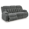 Duke Power Reclining Sofa | Drop Down Table | USB Ports | Gray Polyester 85"