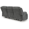 Duke Power Reclining Sofa | Drop Down Table | USB Ports | Gray Polyester 85"
