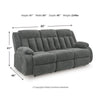 Duke Power Reclining Sofa | Drop Down Table | USB Ports | Gray Polyester 85"