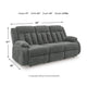 Duke Power Reclining Sofa | Drop Down Table | USB Ports | Gray Polyester 85"