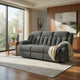 Duke Power Reclining Sofa | Drop Down Table | USB Ports | Gray Polyester 85"