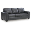 Miller Sofa with Exposed Wooden Feet | Blue Leather-Faux Leather 85"